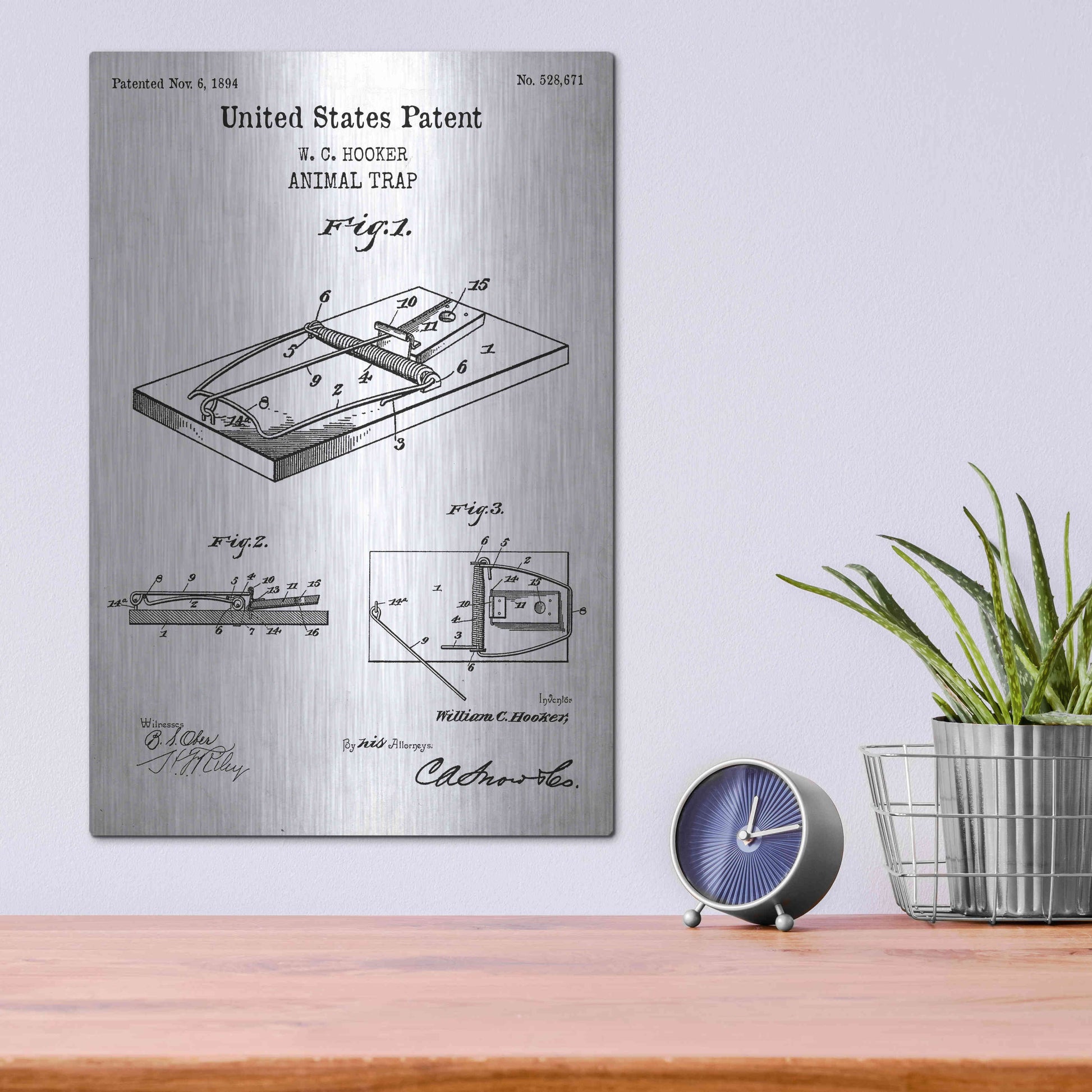 Luxe Metal Art 'Trap Blueprint Patent White' Acrylic Glass Wall Art,12x16