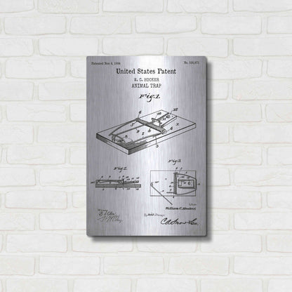 Luxe Metal Art 'Trap Blueprint Patent White' Acrylic Glass Wall Art,16x24