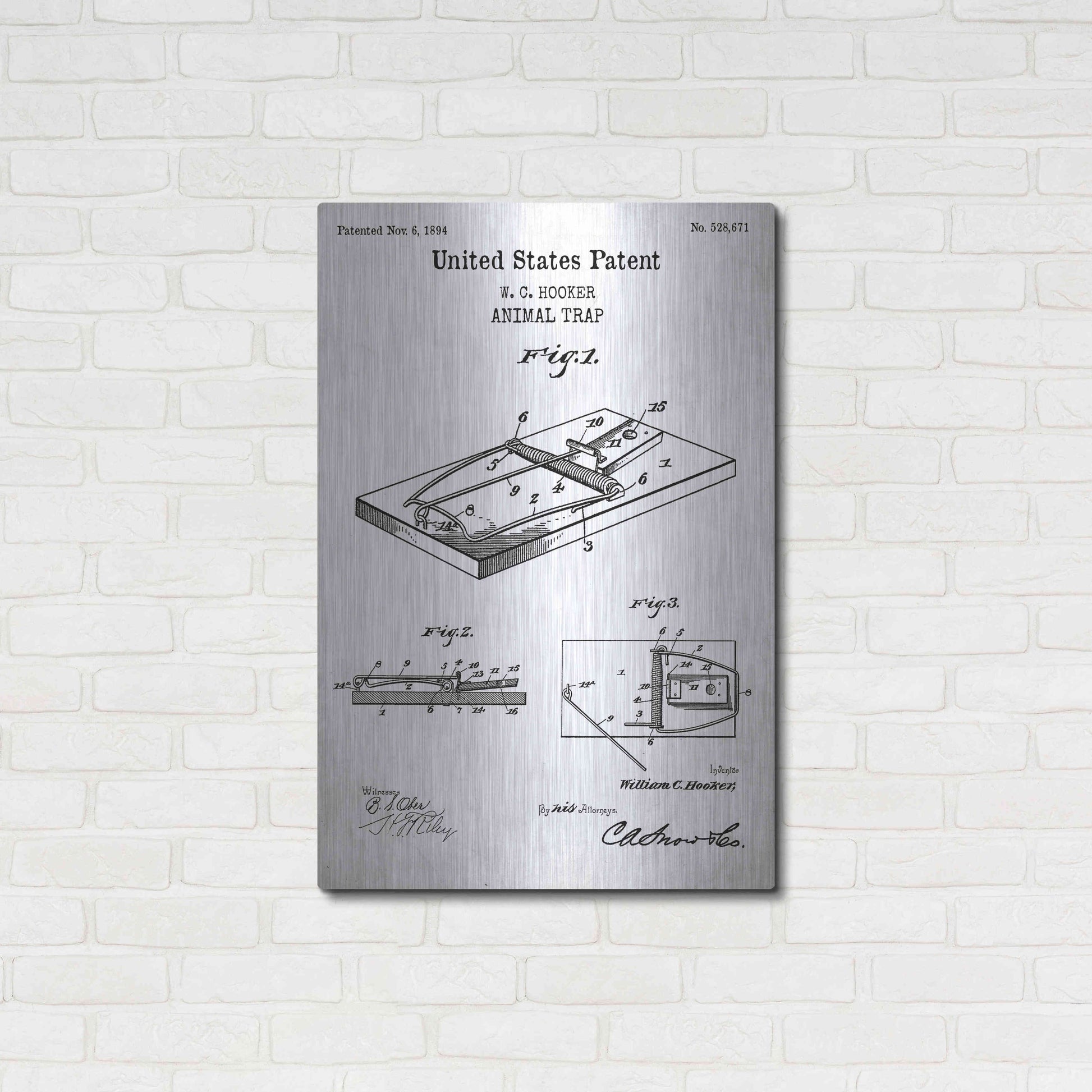 Luxe Metal Art 'Trap Blueprint Patent White' Acrylic Glass Wall Art,24x36