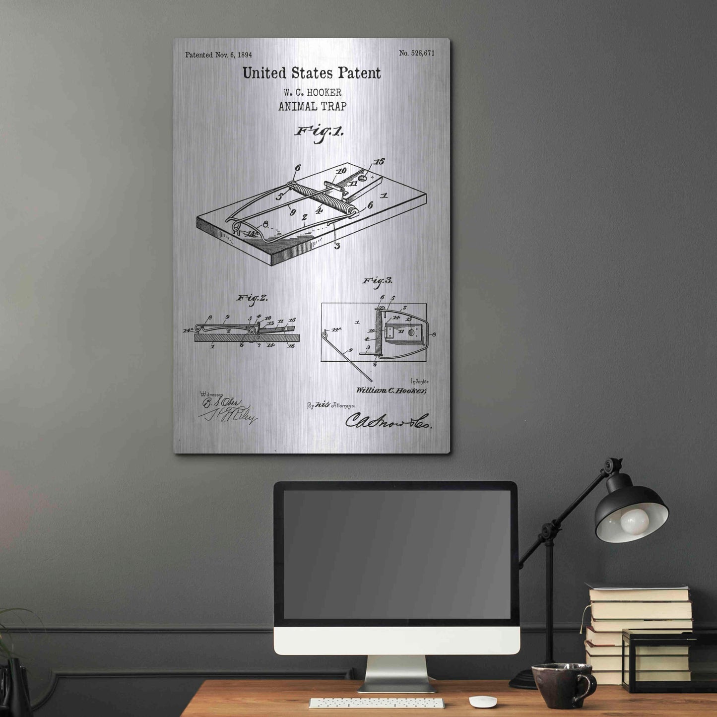 Luxe Metal Art 'Trap Blueprint Patent White' Acrylic Glass Wall Art,24x36