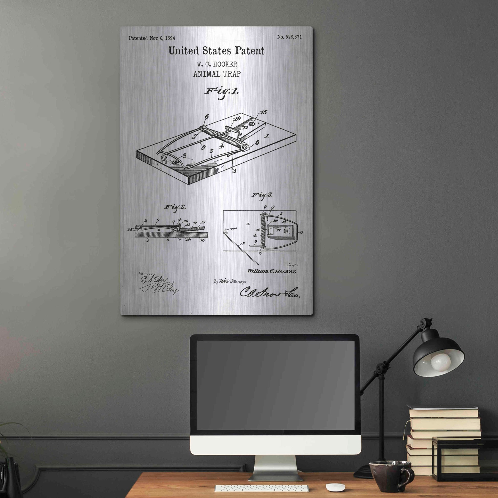 Luxe Metal Art 'Trap Blueprint Patent White' Acrylic Glass Wall Art,24x36