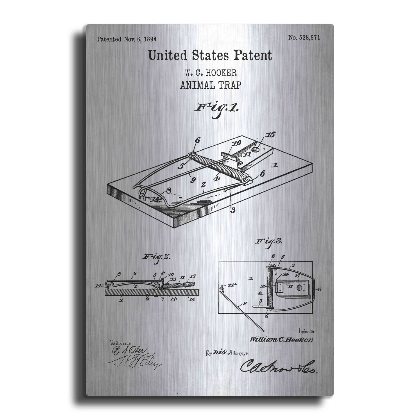 Luxe Metal Art 'Trap Blueprint Patent White' Acrylic Glass Wall Art