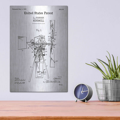 Luxe Metal Art 'Windmill Blueprint Patent White' Acrylic Glass Wall Art,12x16