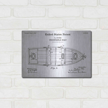 Luxe Metal Art 'Unsinkable Boat Blueprint Patent White' Acrylic Glass Wall Art,16x12