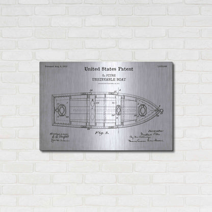 Luxe Metal Art 'Unsinkable Boat Blueprint Patent White' Acrylic Glass Wall Art,36x24