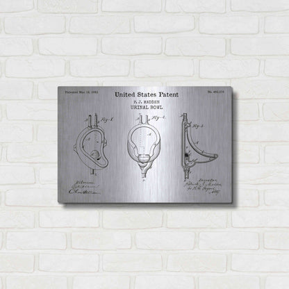 Luxe Metal Art 'Urinal Blueprint Patent White' Acrylic Glass Wall Art,24x16