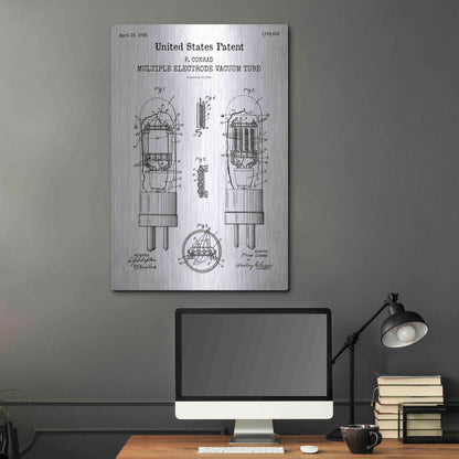 Luxe Metal Art 'Vacuum tube Blueprint Patent White' Acrylic Glass Wall Art,24x36