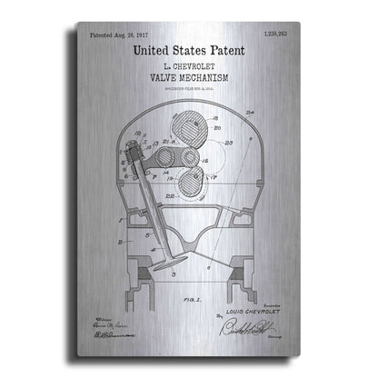 Luxe Metal Art 'Valve Mechanism Blueprint Patent White' Acrylic Glass Wall Art