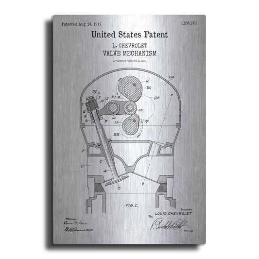 Luxe Metal Art 'Valve Mechanism Blueprint Patent White' Acrylic Glass Wall Art