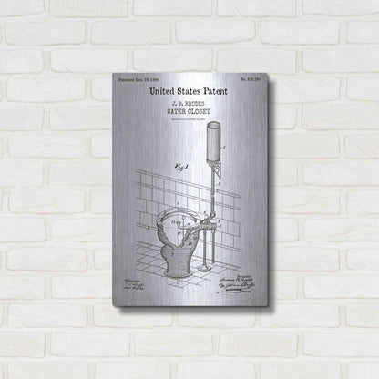 Luxe Metal Art 'Water Closet Blueprint Patent White' Acrylic Glass Wall Art,16x24