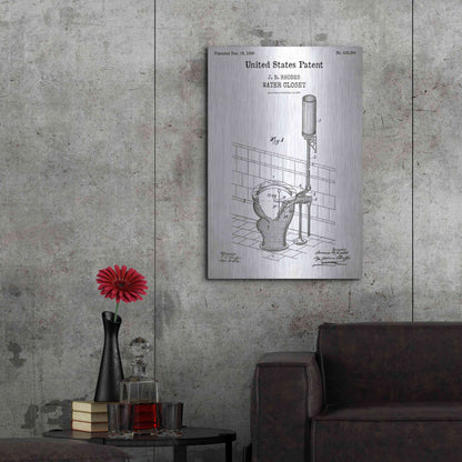 Luxe Metal Art 'Water Closet Blueprint Patent White' Acrylic Glass Wall Art,24x36