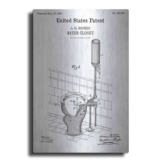 Luxe Metal Art 'Water Closet Blueprint Patent White' Acrylic Glass Wall Art