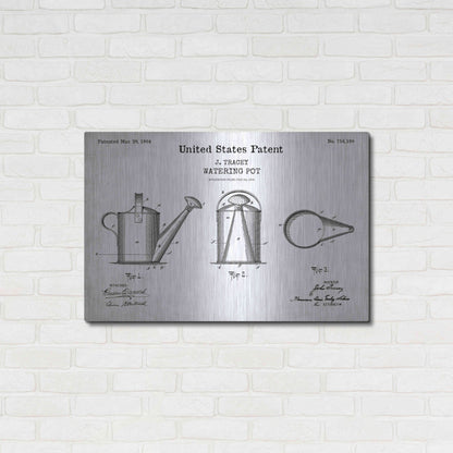 Luxe Metal Art 'Watering Can Blueprint Patent White' Acrylic Glass Wall Art,36x24