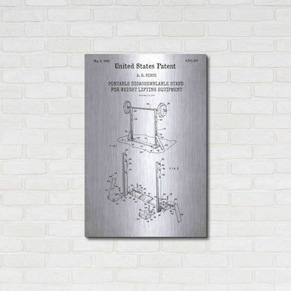 Luxe Metal Art 'Weight Lifting Equipment Blueprint Patent White' Acrylic Glass Wall Art,24x36