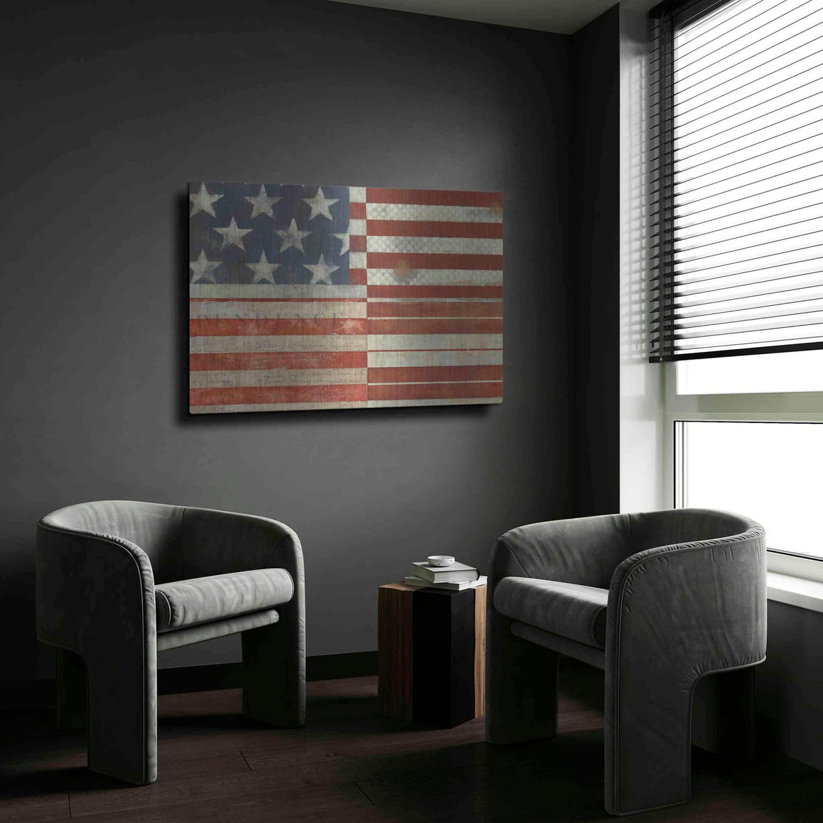 'Flag of Independence' by Luxe Metal Portfolio – Metal Wall Art, 24x16 room view
