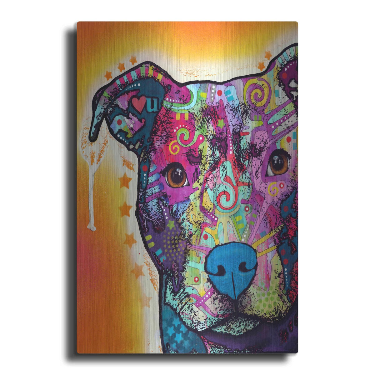 'Heart U Pit Bull' by Dean Russo – Metal Wall Art