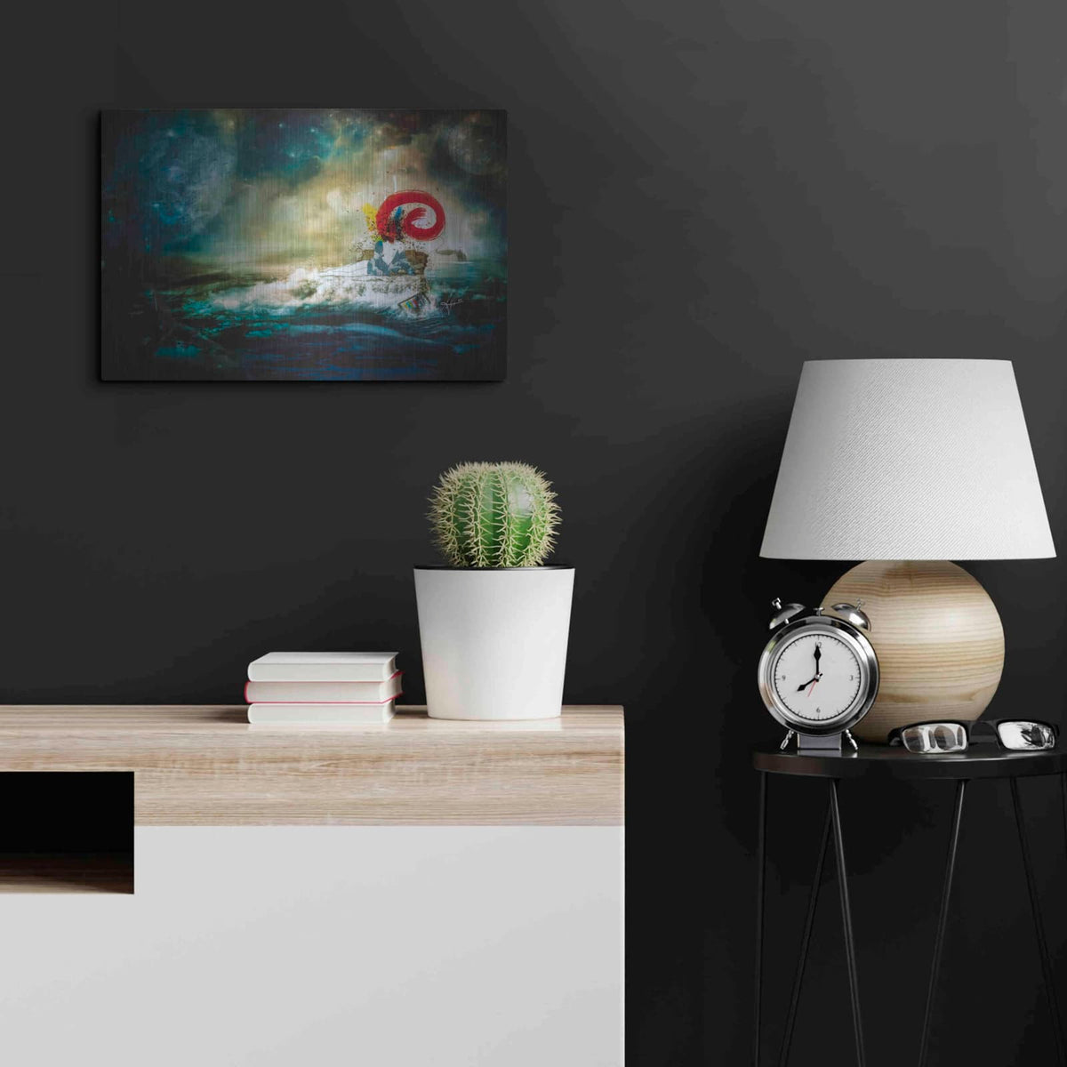 'El Transito De Las Ballenas' by Mario Sanchez Nevado – Metal Wall Art, 24x16 room view