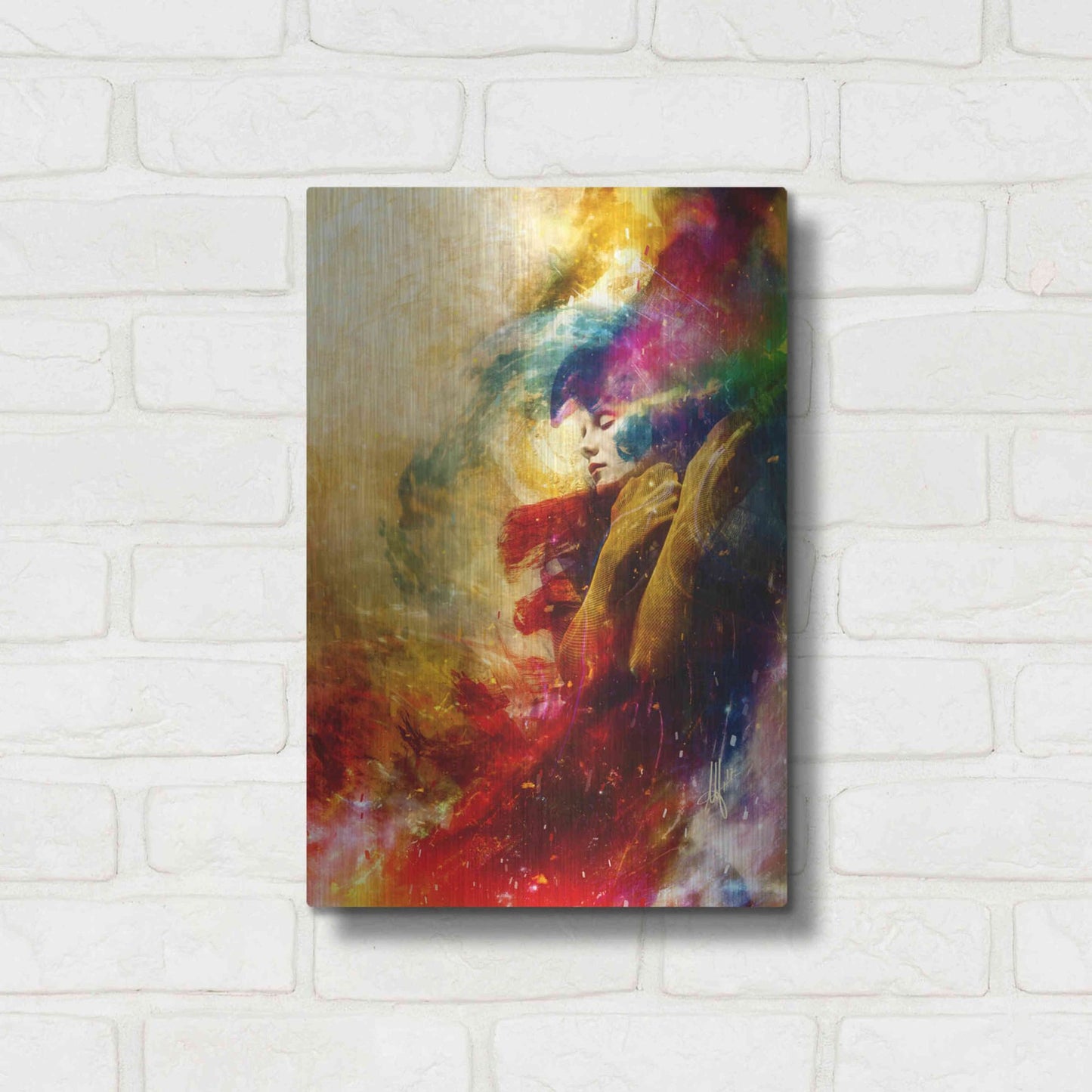 Luxe Metal Art 'Golden Gloom' by Mario Sanchez Nevado, Metal Wall Art,12x16