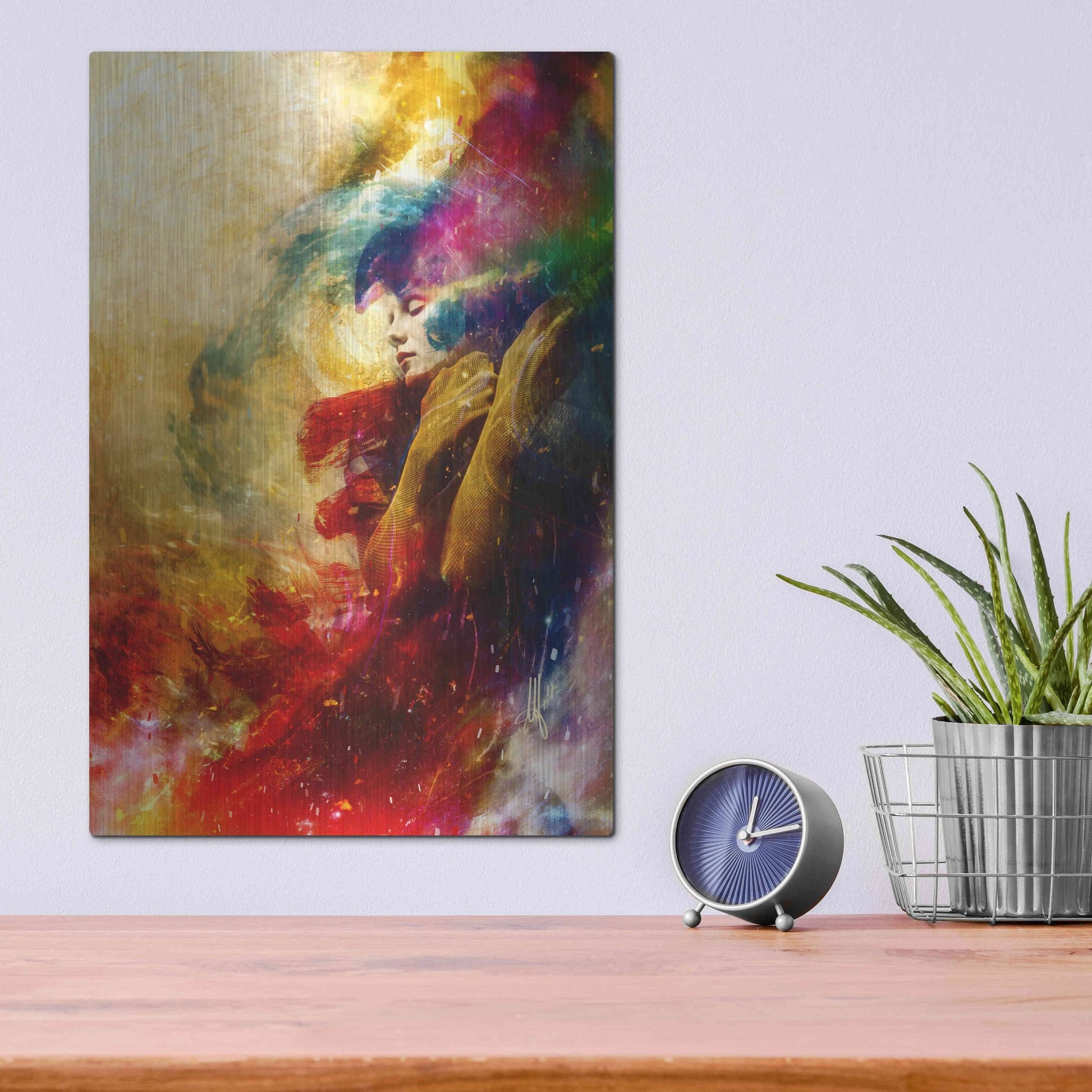 Luxe Metal Art 'Golden Gloom' by Mario Sanchez Nevado, Metal Wall Art,12x16