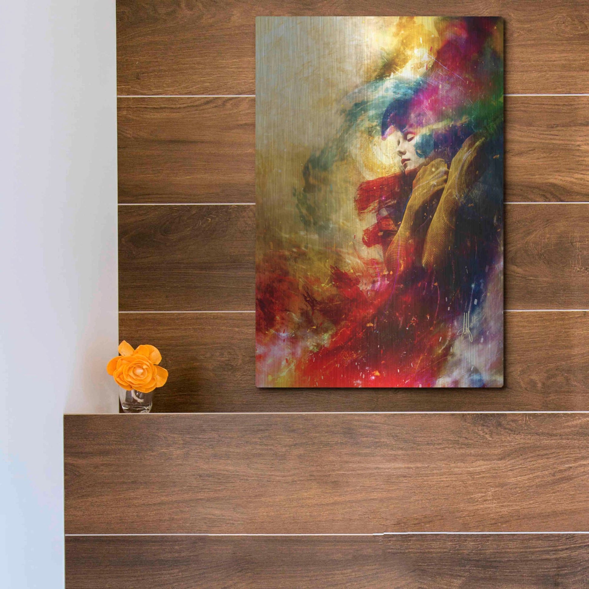 Luxe Metal Art 'Golden Gloom' by Mario Sanchez Nevado, Metal Wall Art,12x16