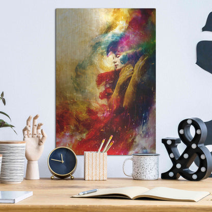 Luxe Metal Art 'Golden Gloom' by Mario Sanchez Nevado, Metal Wall Art,12x16