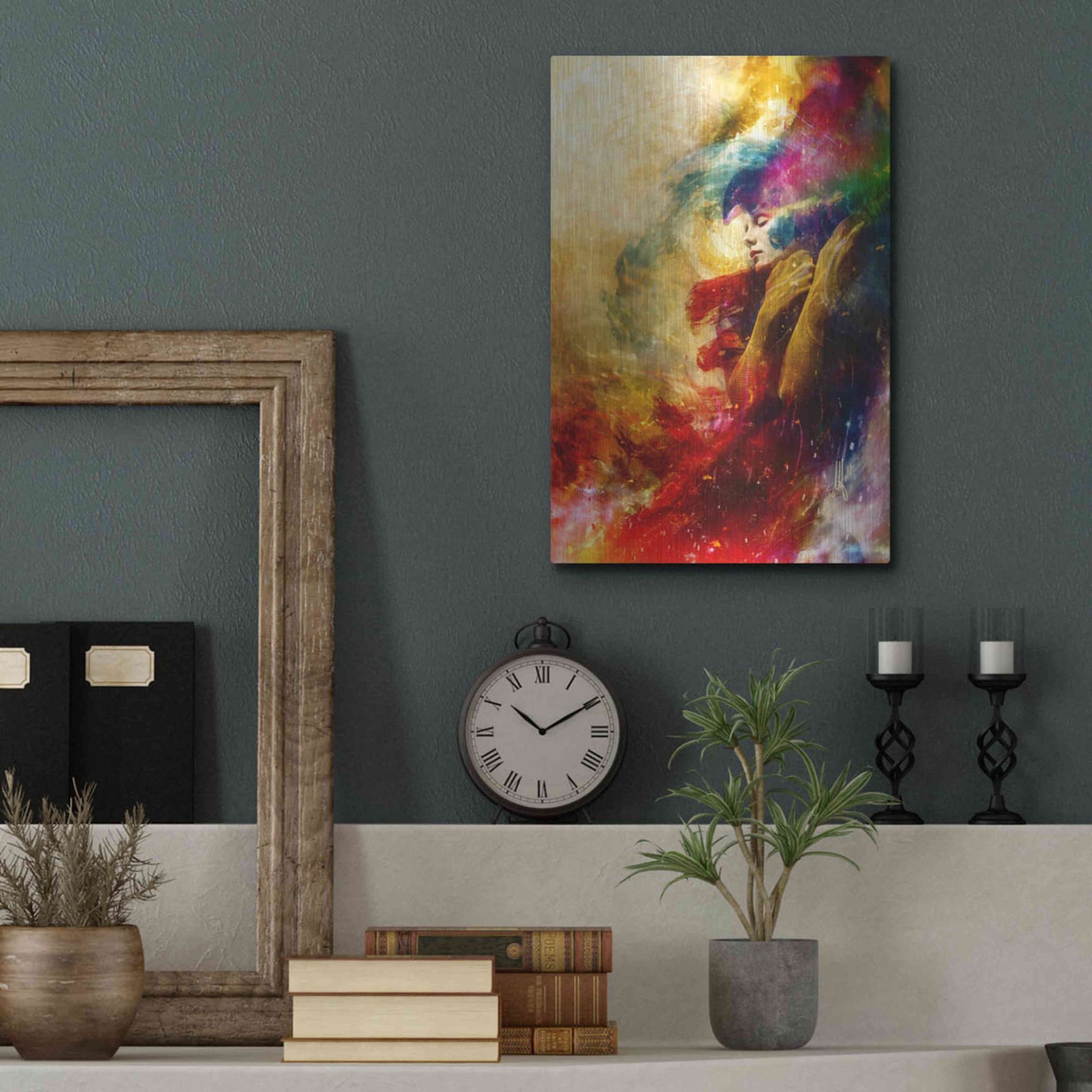 Luxe Metal Art 'Golden Gloom' by Mario Sanchez Nevado, Metal Wall Art,12x16