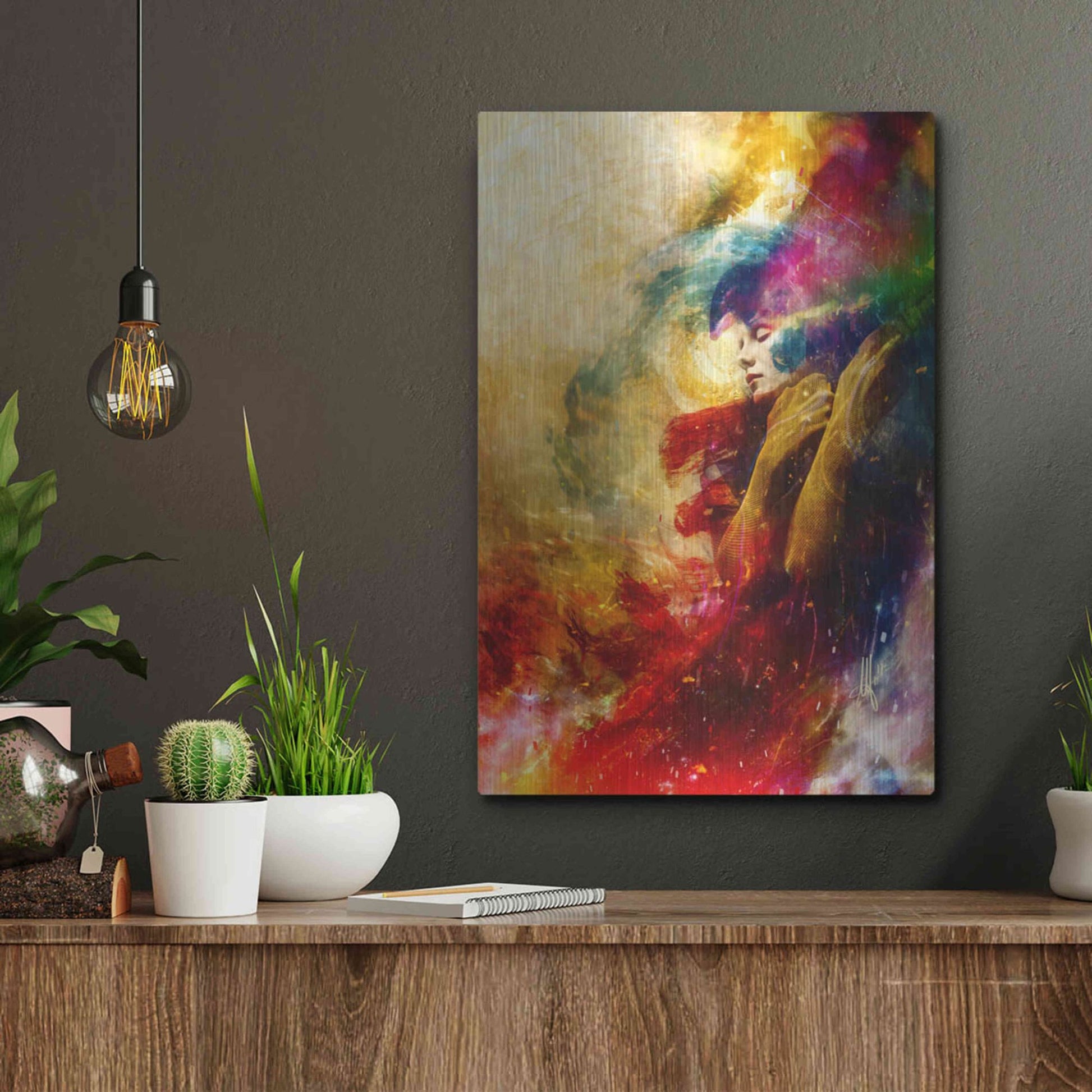 Luxe Metal Art 'Golden Gloom' by Mario Sanchez Nevado, Metal Wall Art,12x16