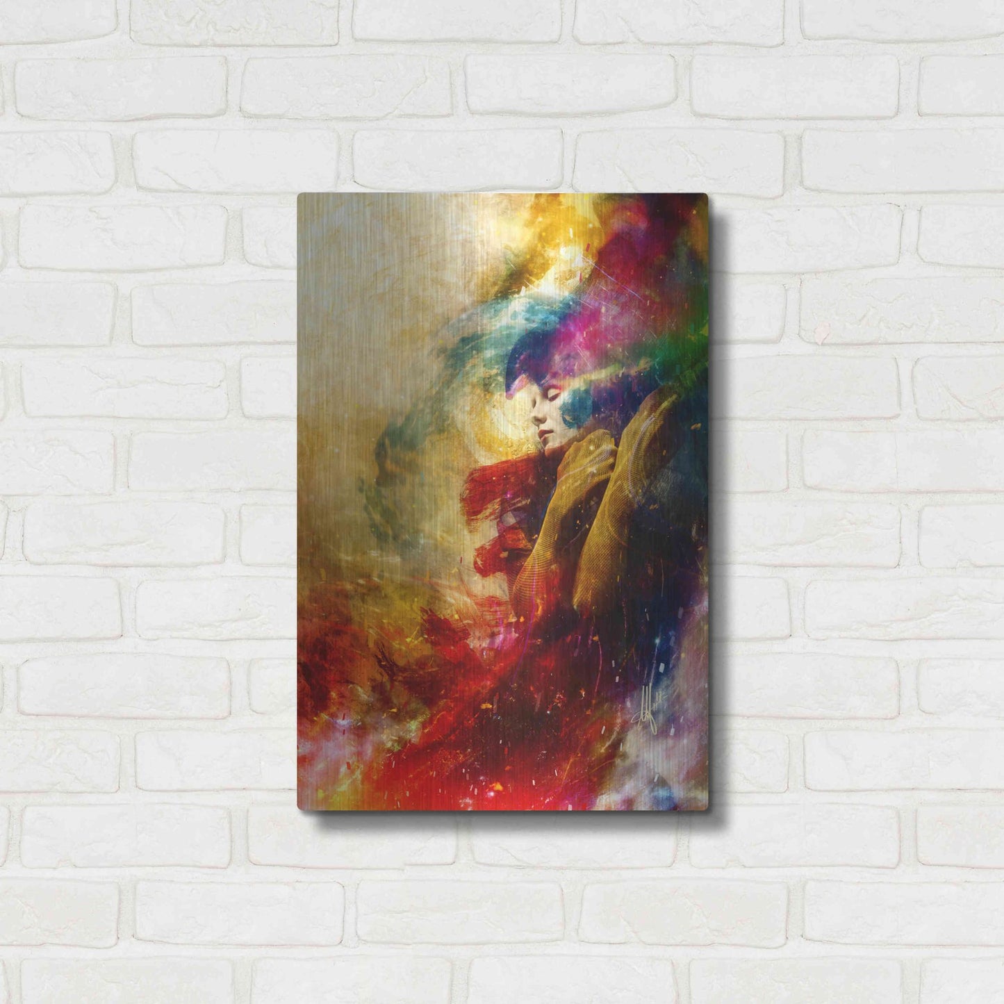 Luxe Metal Art 'Golden Gloom' by Mario Sanchez Nevado, Metal Wall Art,16x24