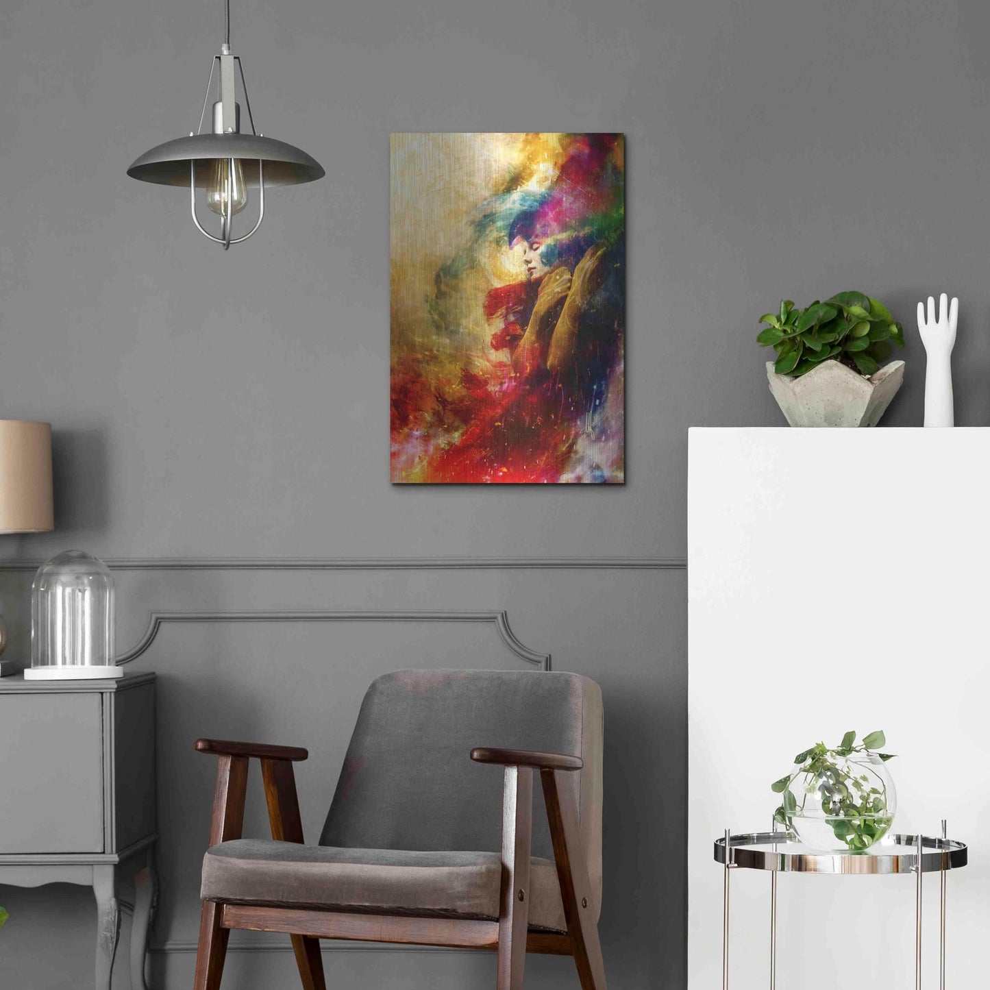 Luxe Metal Art 'Golden Gloom' by Mario Sanchez Nevado, Metal Wall Art,16x24