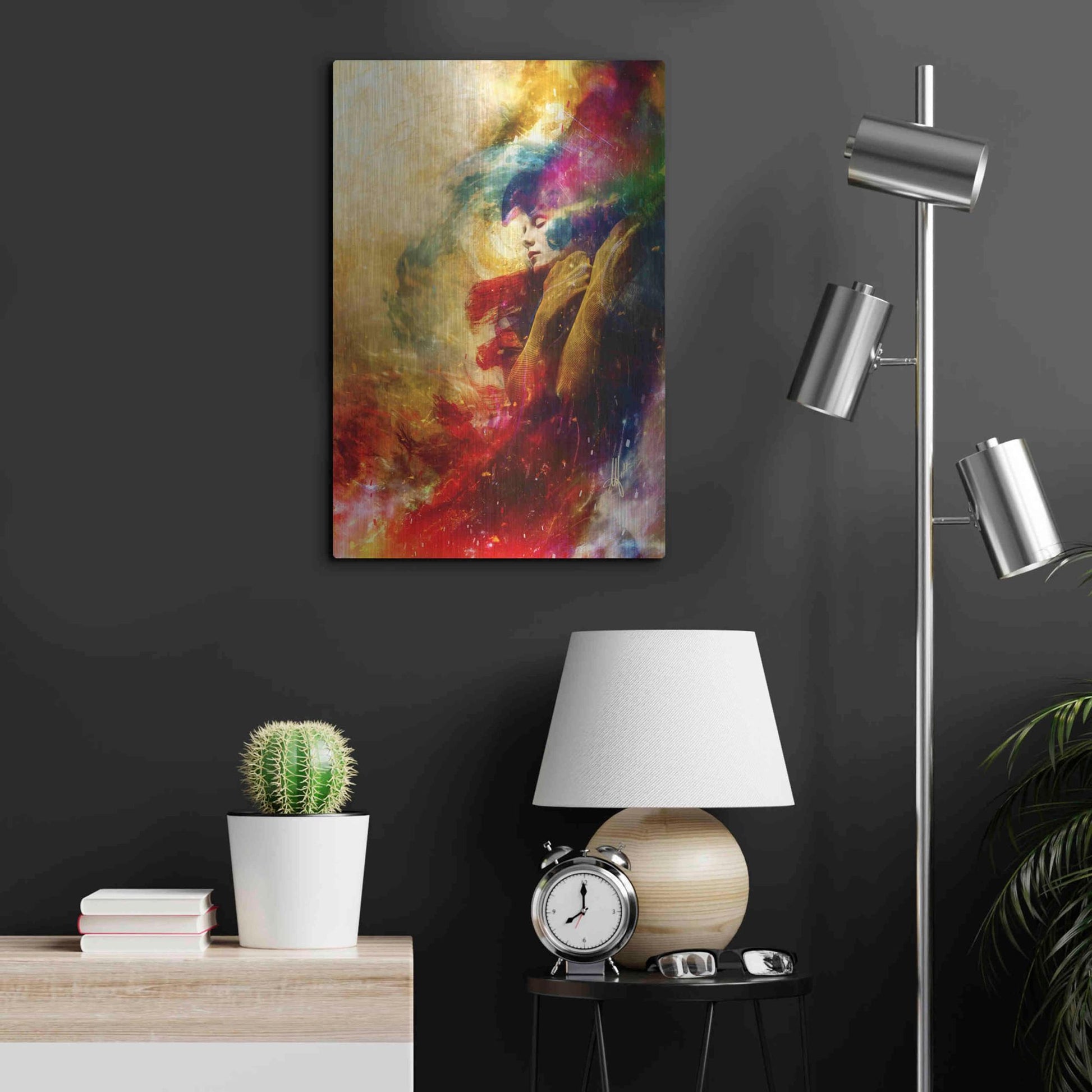 Luxe Metal Art 'Golden Gloom' by Mario Sanchez Nevado, Metal Wall Art,16x24