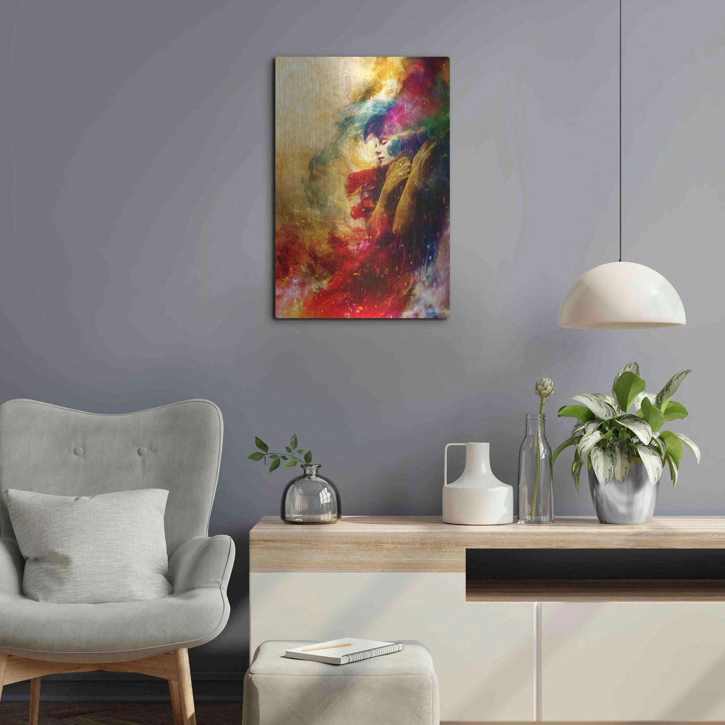 Luxe Metal Art 'Golden Gloom' by Mario Sanchez Nevado, Metal Wall Art,16x24