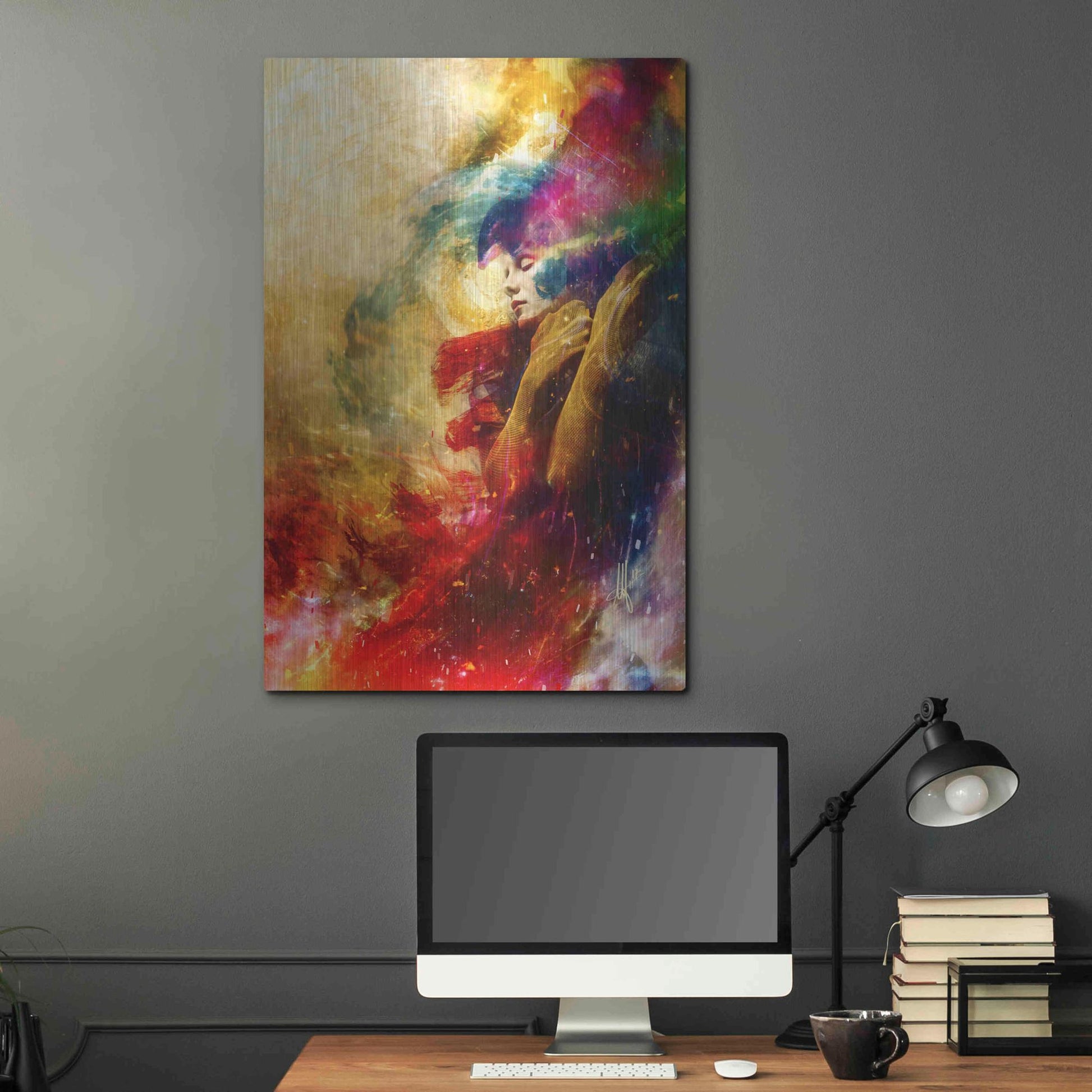 Luxe Metal Art 'Golden Gloom' by Mario Sanchez Nevado, Metal Wall Art,24x36