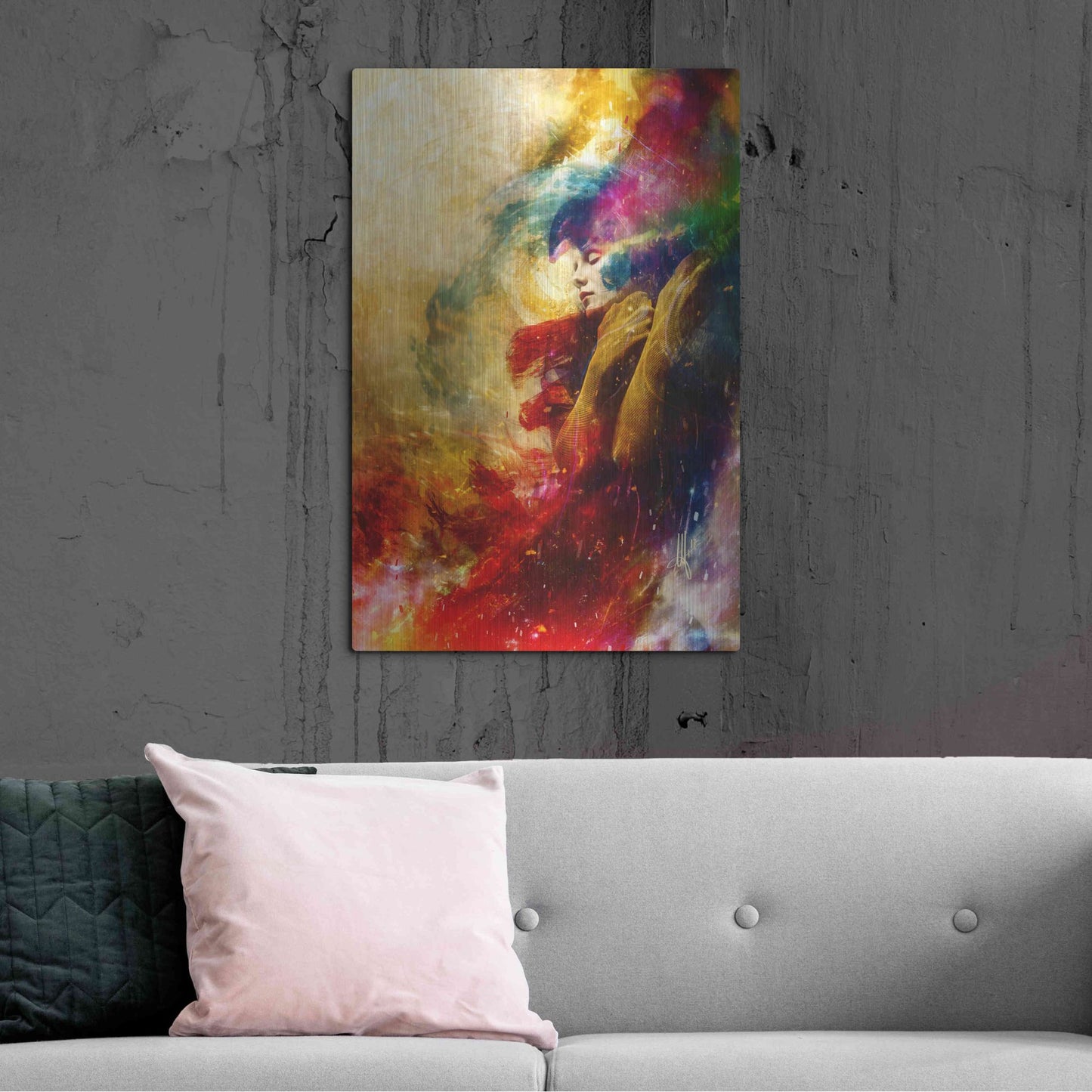 Luxe Metal Art 'Golden Gloom' by Mario Sanchez Nevado, Metal Wall Art,24x36