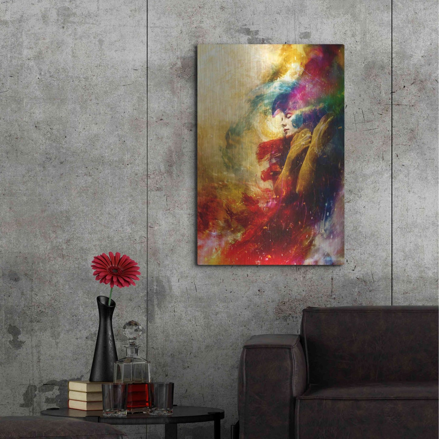 Luxe Metal Art 'Golden Gloom' by Mario Sanchez Nevado, Metal Wall Art,24x36