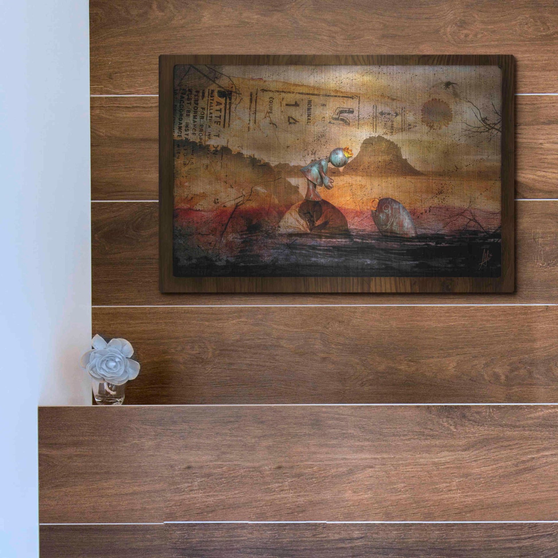 Luxe Metal Art 'Once Upon A Time' by Mario Sanchez Nevado, Metal Wall Art,16x12