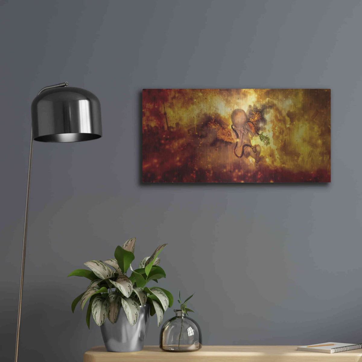 'Phoenix Newborn' by Mario Sanchez Nevado – Metal Wall Art, 24x12 room view