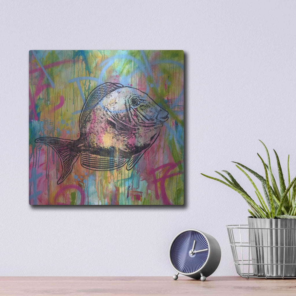 'Fishy Spray' by Dean Russo – Metal Wall Art, 12x12 room view