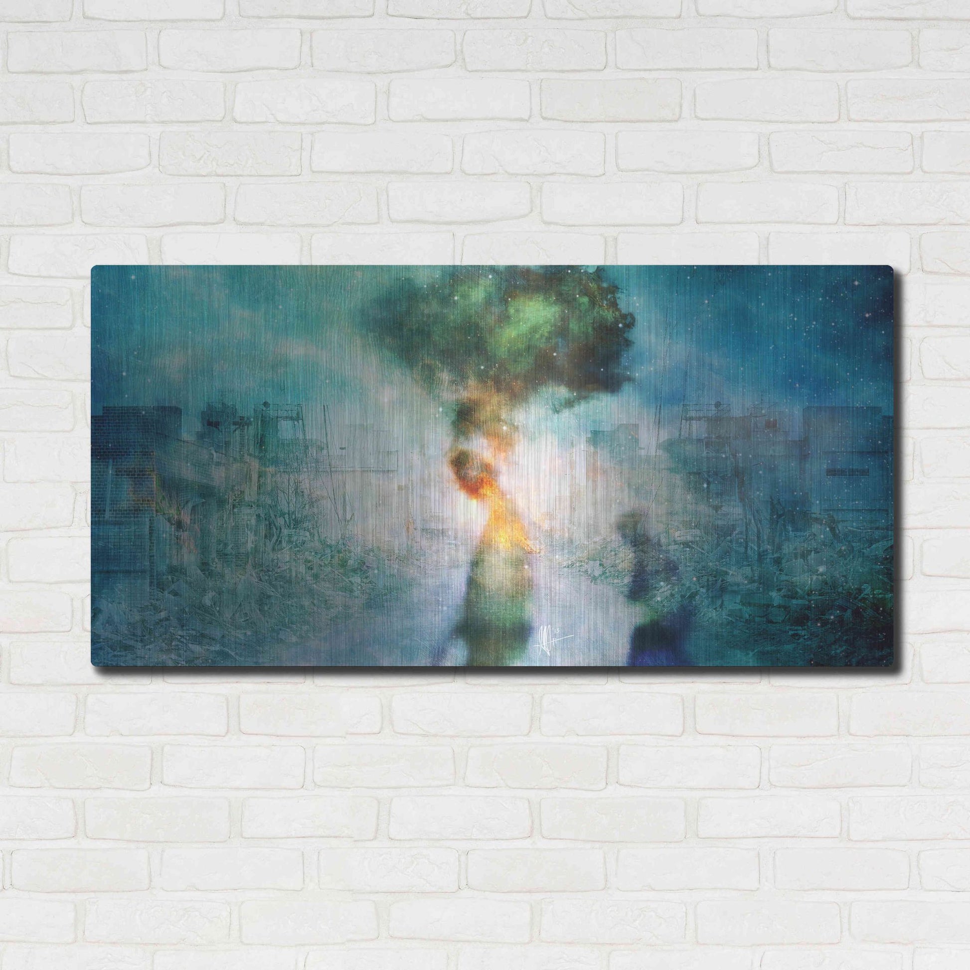 Luxe Metal Art 'The Blame' by Mario Sanchez Nevado, Metal Wall Art,48x24