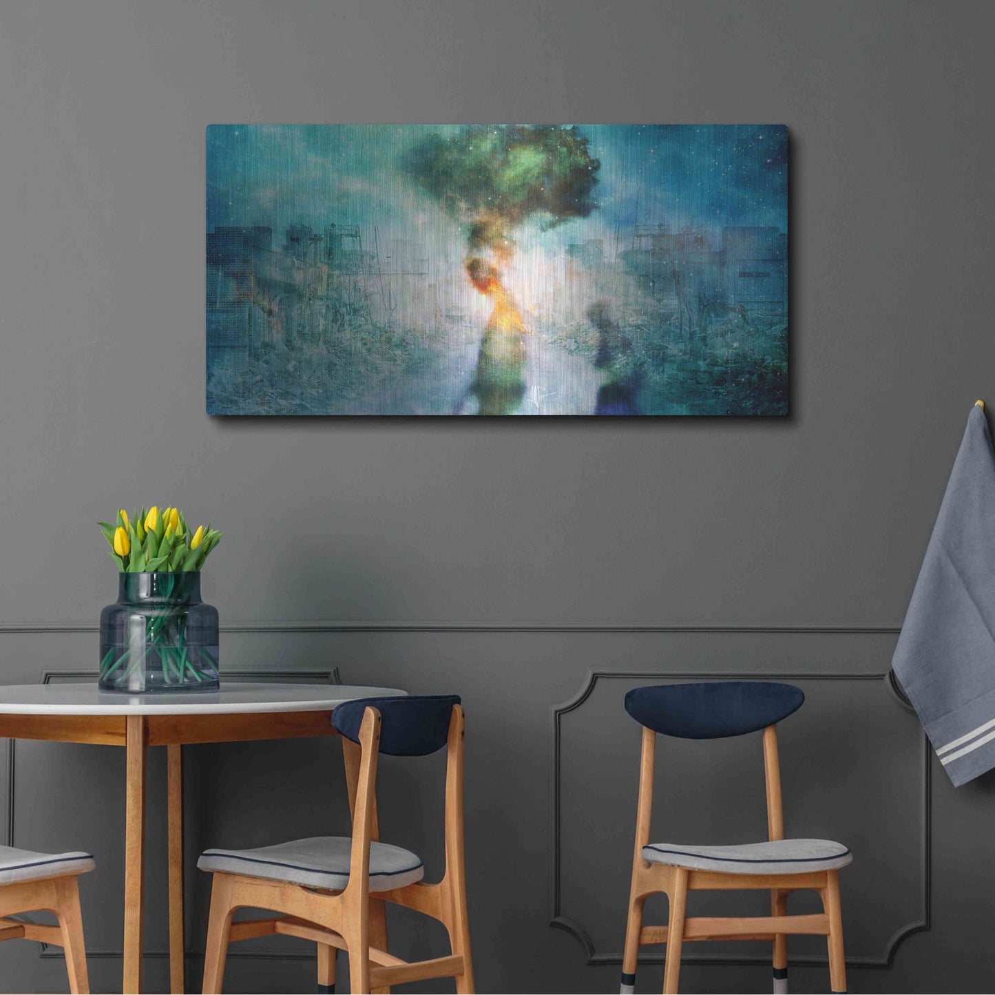 Luxe Metal Art 'The Blame' by Mario Sanchez Nevado, Metal Wall Art,48x24