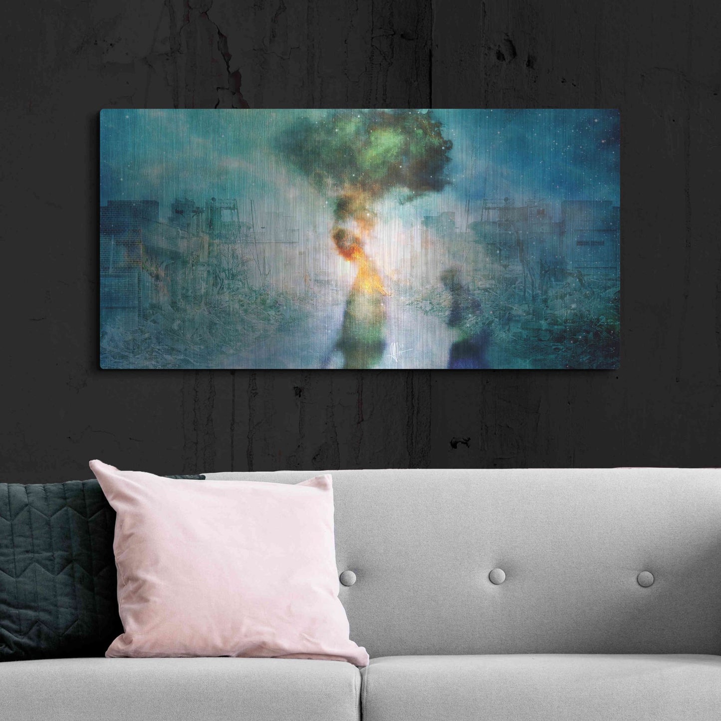 Luxe Metal Art 'The Blame' by Mario Sanchez Nevado, Metal Wall Art,48x24