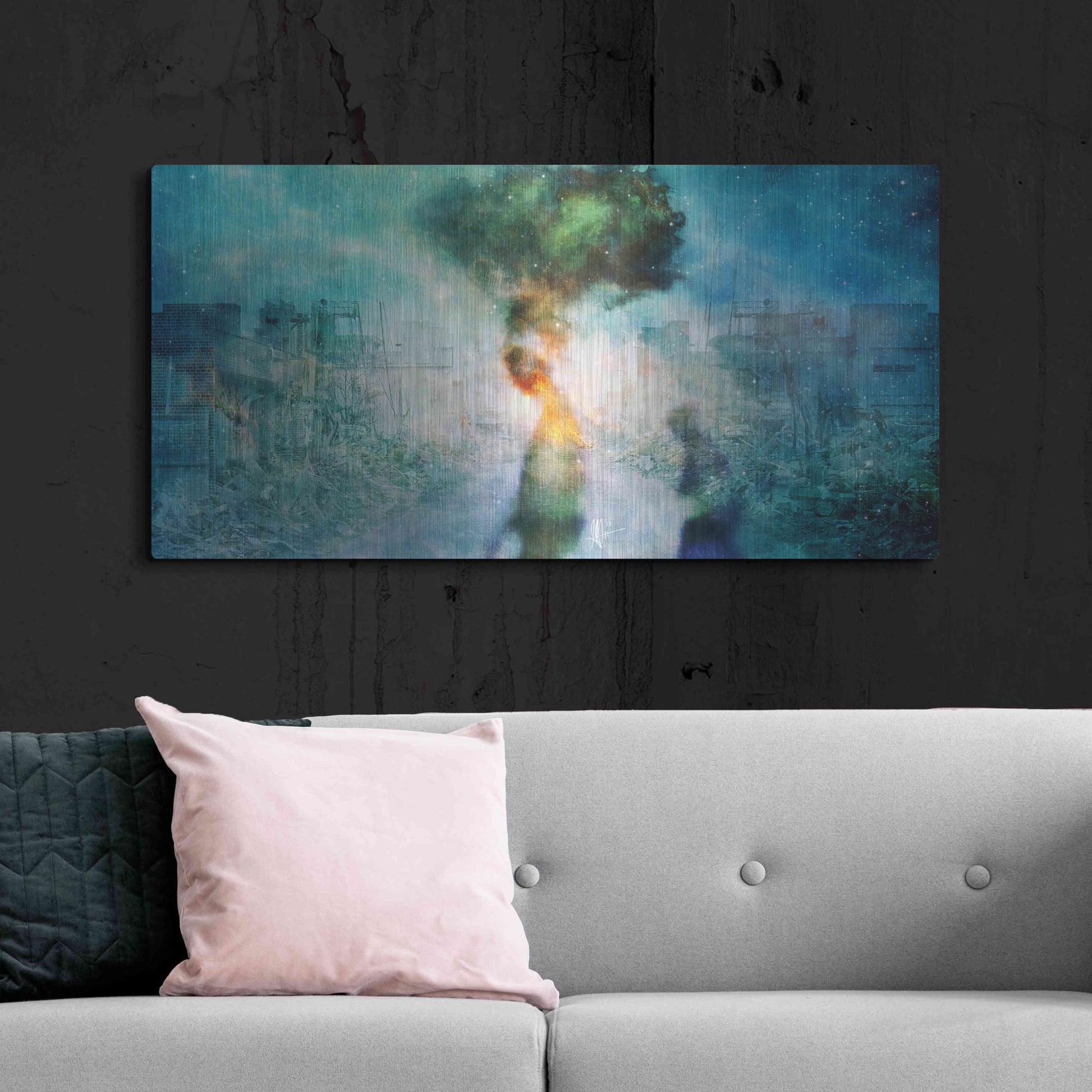 Luxe Metal Art 'The Blame' by Mario Sanchez Nevado, Metal Wall Art,48x24