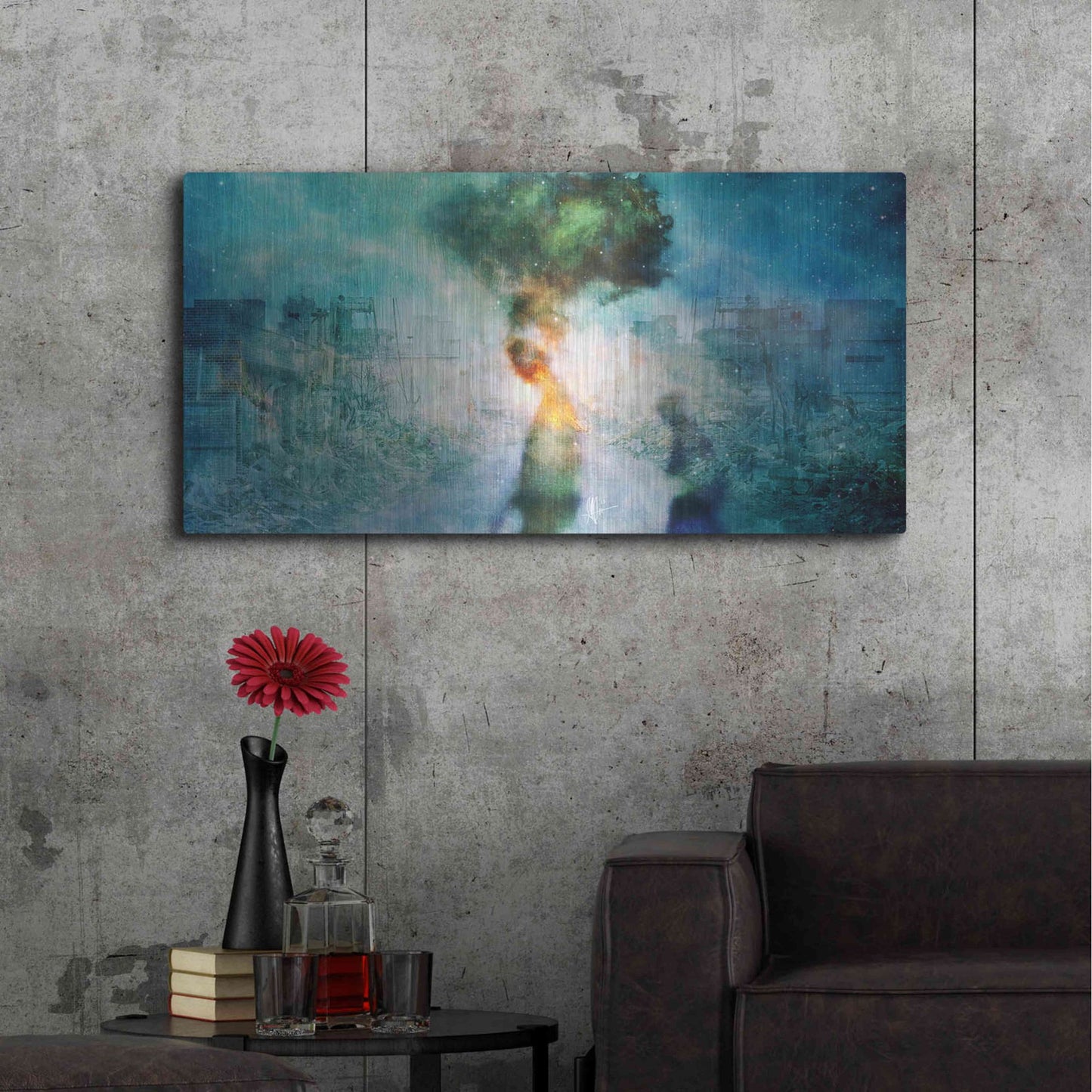 Luxe Metal Art 'The Blame' by Mario Sanchez Nevado, Metal Wall Art,48x24