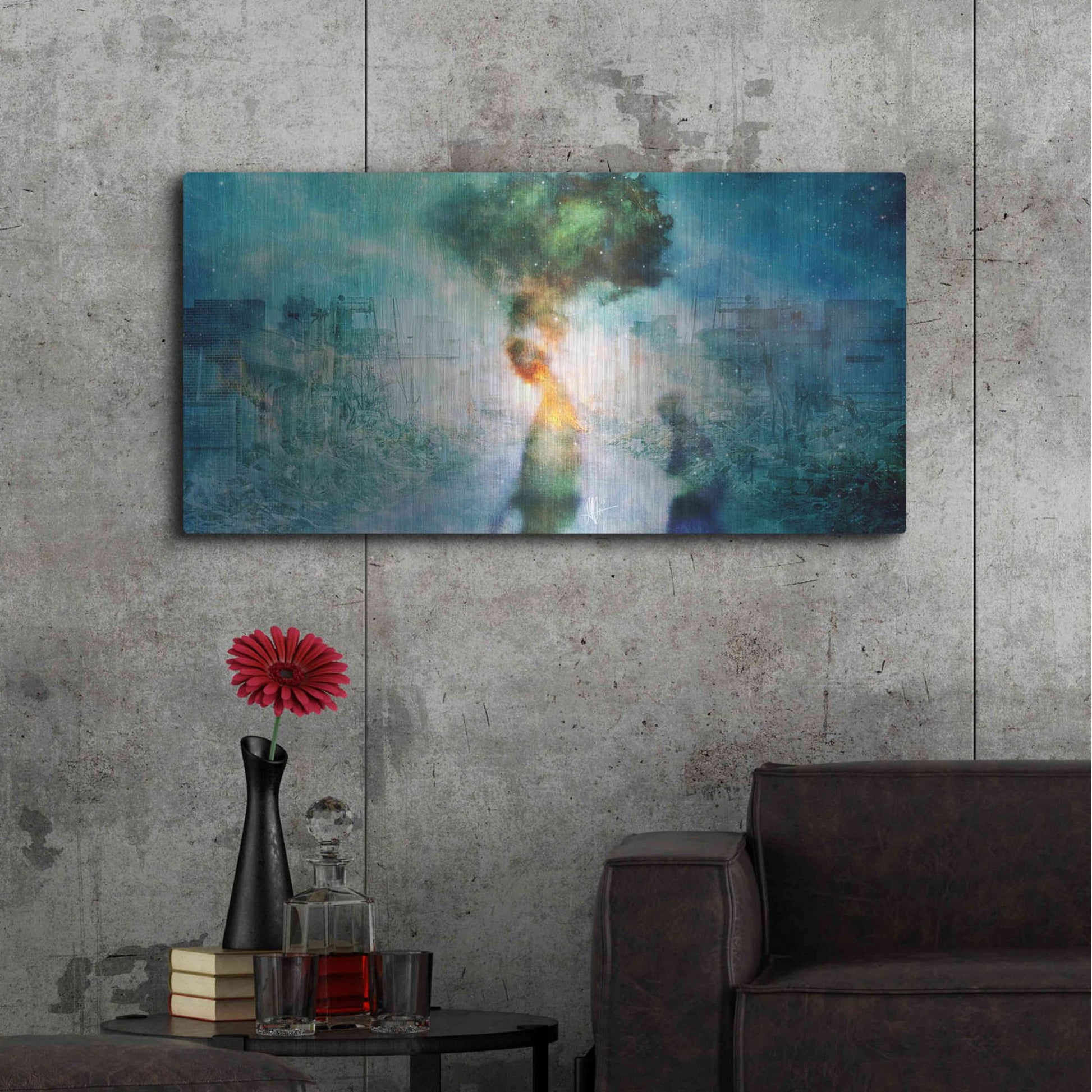 Luxe Metal Art 'The Blame' by Mario Sanchez Nevado, Metal Wall Art,48x24