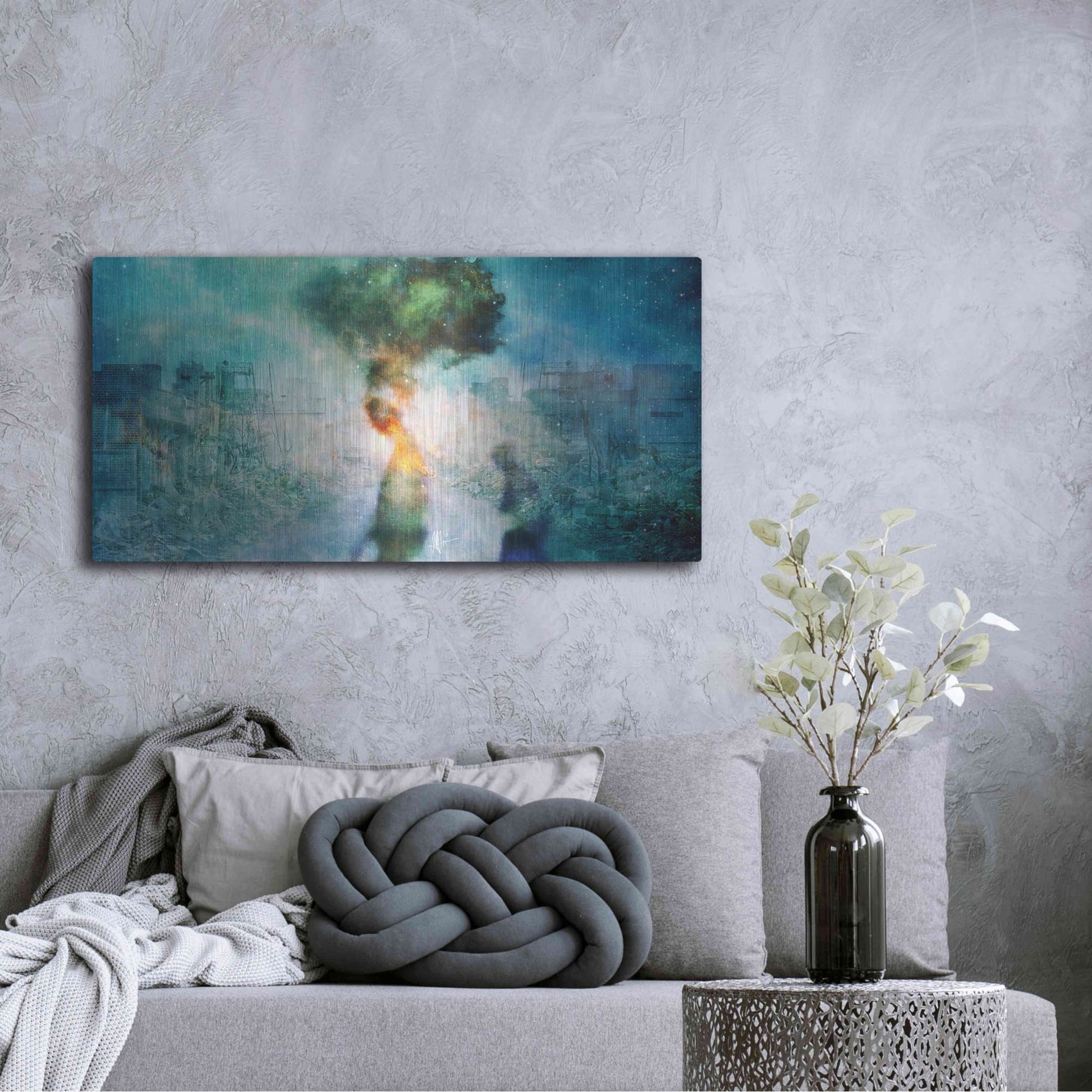 Luxe Metal Art 'The Blame' by Mario Sanchez Nevado, Metal Wall Art,48x24