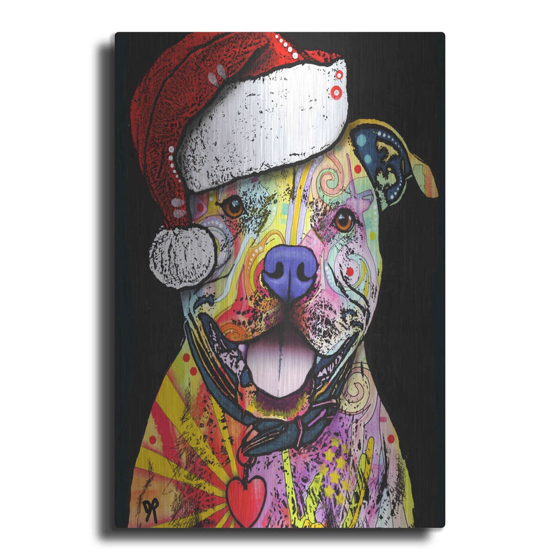 'Beware of Pit Bulls Christmas Edition' by Dean Russo – Metal Wall Art
