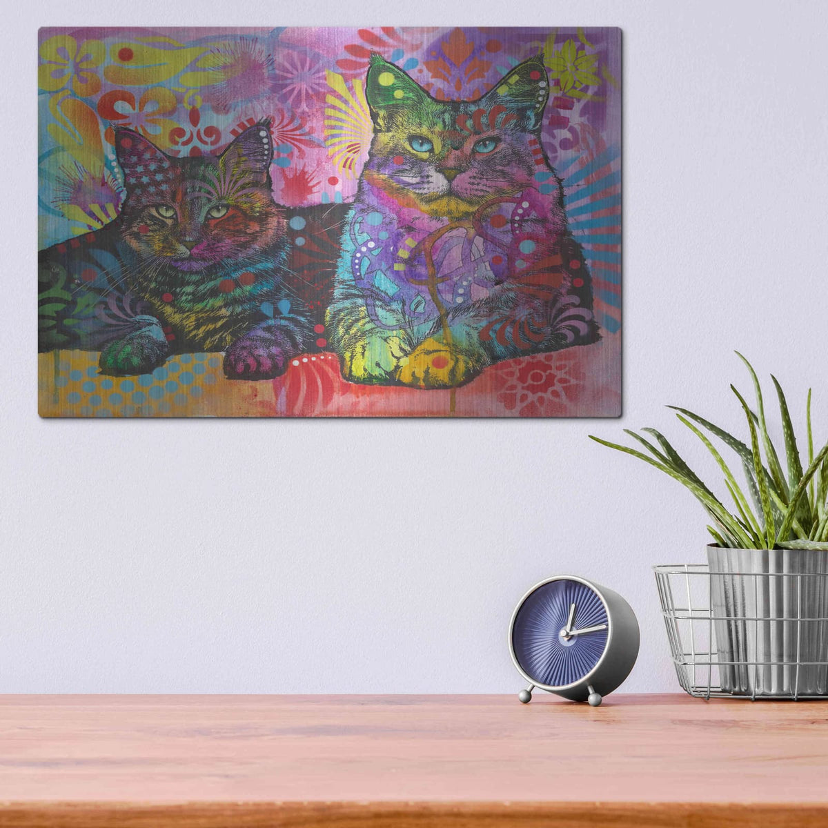 '2 Cats' by Dean Russo – Metal Wall Art, 16x12 room view