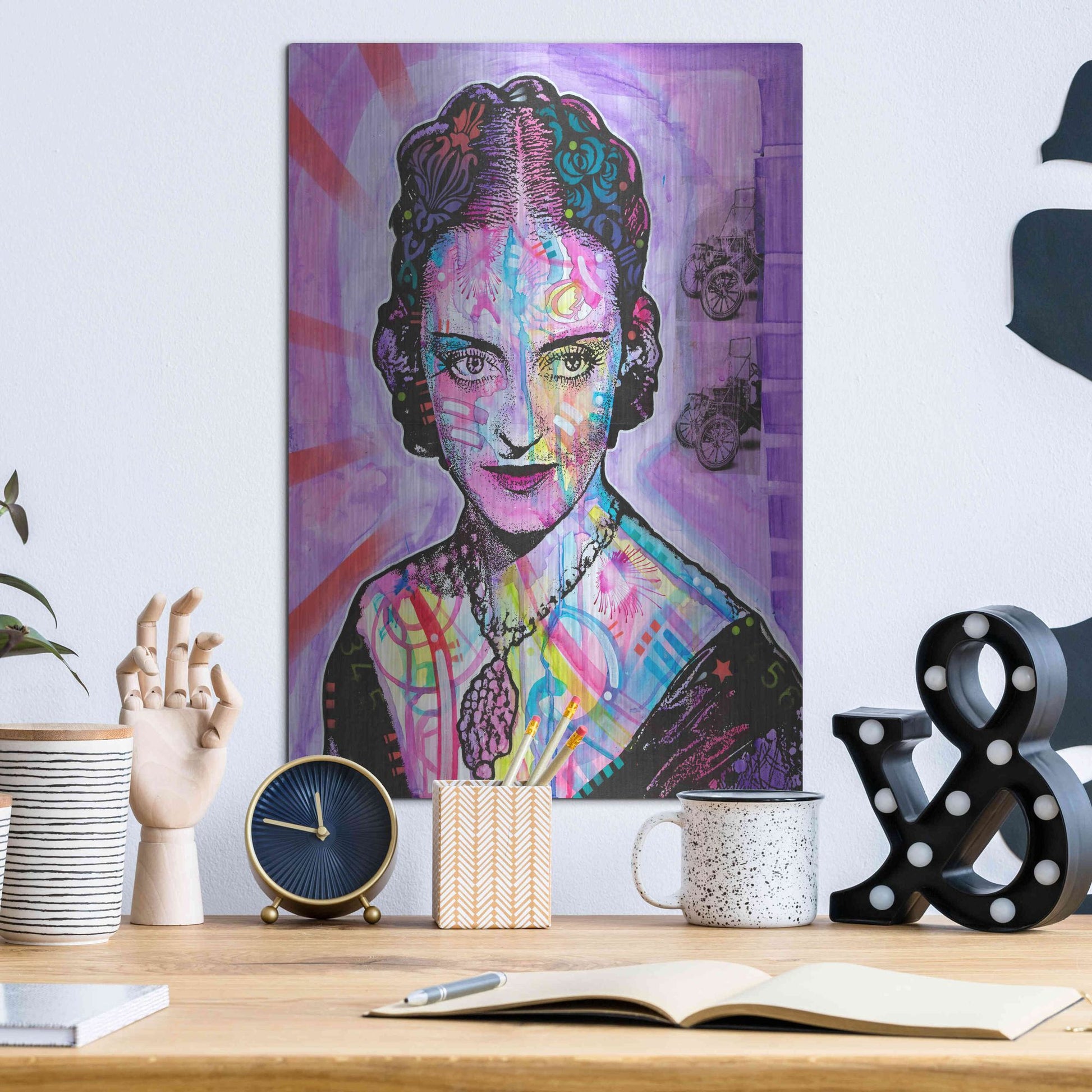 Luxe Metal Art 'Bette Davis' by Dean Russo, Metal Wall Art,12x16