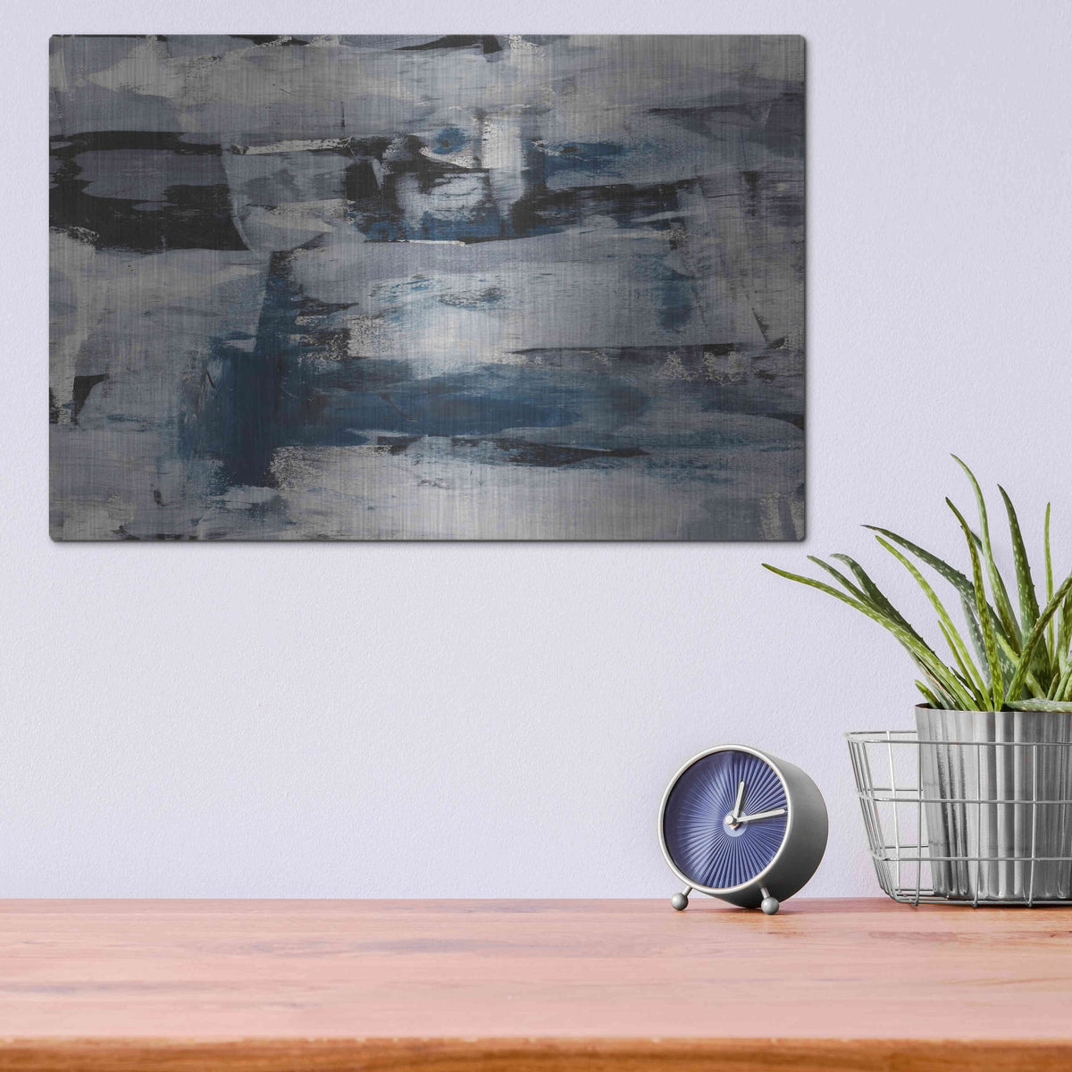 Luxe Metal Art 'Midnight Ice' Metal Wall Art,16x12