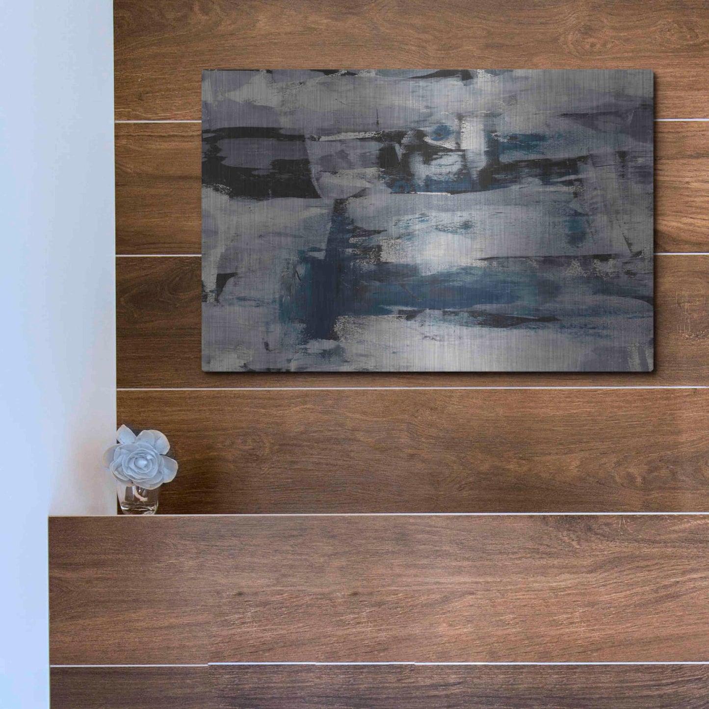 Luxe Metal Art 'Midnight Ice' Metal Wall Art,16x12