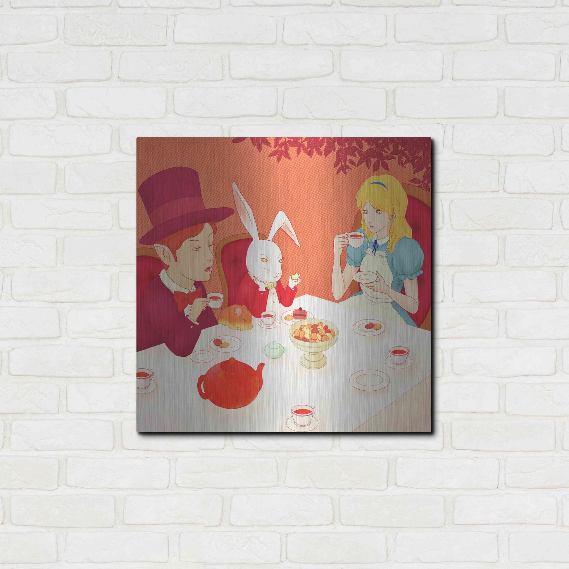 Luxe Metal Art 'Alice's Tea Party' by Sai Tamiya, Metal Wall Art,24x24